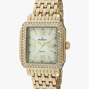 Peugeot Women's Gold Watch with Crystal Bezel